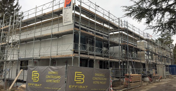 Thônex – 5 maisons : Façades en cours