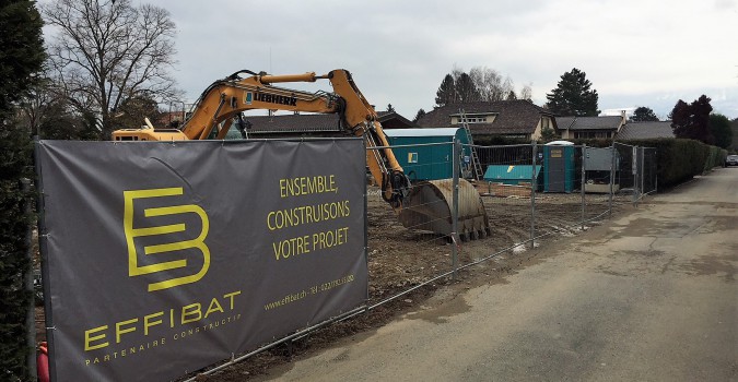 Thônex – 5 maisons contigües : Terrassement en cours